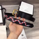 Gucci Leather belt with Kingsnake Black 434520