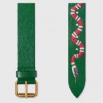 Gucci Leather belt with Kingsnake Green 434520