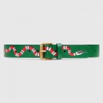 Gucci Leather belt with Kingsnake Green 434520