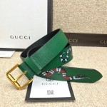 Gucci Leather belt with Kingsnake Green 434520