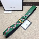 Gucci Leather belt with Kingsnake Green 434520