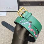 Gucci Leather belt with Kingsnake Green 434520