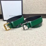 Gucci Leather belt with Kingsnake Green 434520