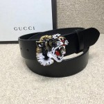 Gucci Leather belt with tiger buckle 451190