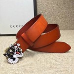 Gucci Leather belt with tiger buckle 451190