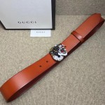 Gucci Leather belt with tiger buckle 451190