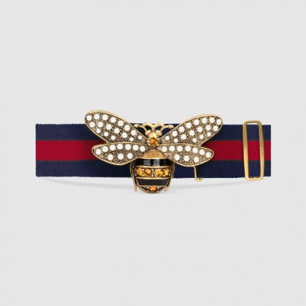 Gucci Web belt with bee blue-red 453277