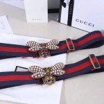 Gucci Web belt with bee blue-red 453277