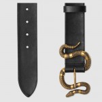 Gucci Leather belt with snake buckle black 458935