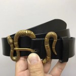 Gucci Leather belt with snake buckle black 458935