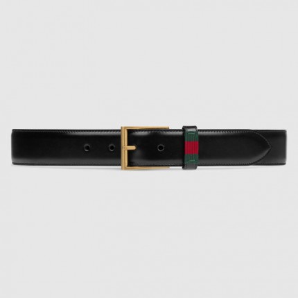 Gucci Leather belt with Web 495125