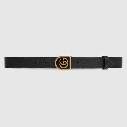 Gucci Leather belt with framed Double G belt 495128