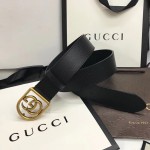 Gucci Leather belt with framed Double G belt 495128