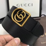 Gucci Leather belt with framed Double G belt 495128