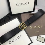 Gucci Leather belt with framed Double G belt 495128