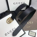 Gucci Leather belt with framed Double G belt 495128