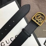 Gucci Leather belt with framed Double G belt 495128