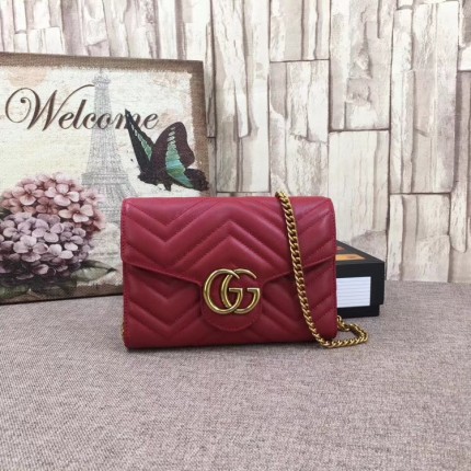 Gucci GG Marmont matelassé mini bag red 474575