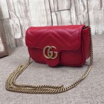 Gucci GG Marmont matelassé leather super mini bag red 476433