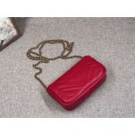 Gucci GG Marmont matelassé leather super mini bag red 476433