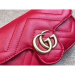 Gucci GG Marmont matelassé leather super mini bag red 476433