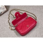 Gucci GG Marmont matelassé leather super mini bag red 476433