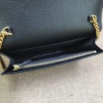 Gucci Leather mini chain bag with Double G and crystals black 499782