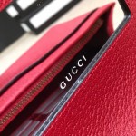 Gucci Leather mini chain bag with Double G and crystals red 499782