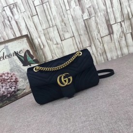 Gucci GG Marmont matelassé shoulder bag small velvet black 443497