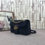 Gucci GG Marmont matelassé shoulder bag small velvet black 443497