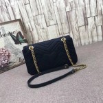 Gucci GG Marmont matelassé shoulder bag small velvet black 443497