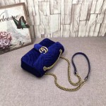 Gucci GG Marmont matelassé shoulder bag small velvet dark blue 443497