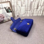 Gucci GG Marmont matelassé shoulder bag small velvet dark blue 443497