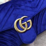 Gucci GG Marmont matelassé shoulder bag small velvet dark blue 443497