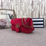 Gucci GG Marmont matelassé shoulder bag small velvet red 443497