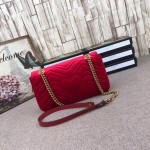 Gucci GG Marmont matelassé shoulder bag small velvet red 443497