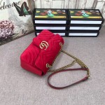 Gucci GG Marmont matelassé shoulder bag small velvet red 443497