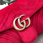 Gucci GG Marmont matelassé shoulder bag small velvet red 443497