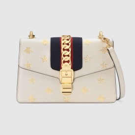 Gucci Sylvie Bee Star small shoulder bag white 524405