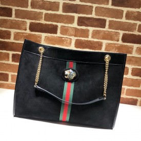 Gucci Rajah large tote black suede 537219