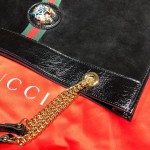 Gucci Rajah large tote black suede 537219