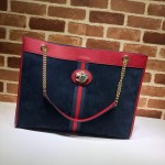 Gucci Rajah large tote blue suede 537219