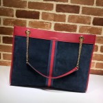 Gucci Rajah large tote blue suede 537219