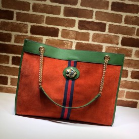 Gucci Rajah large tote orange suede 537219