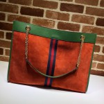 Gucci Rajah large tote orange suede 537219