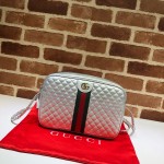 Gucci Laminated leather small shoulder bag silver 541051