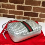 Gucci Laminated leather small shoulder bag silver 541051