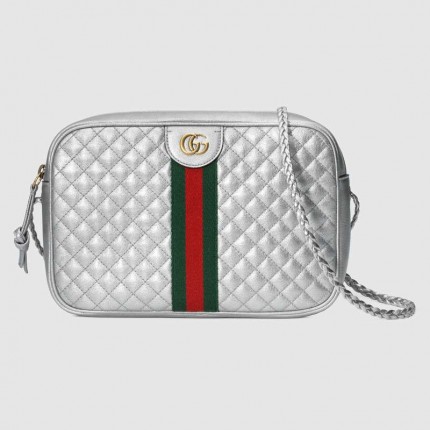 Gucci Laminated leather small shoulder bag silver 541051