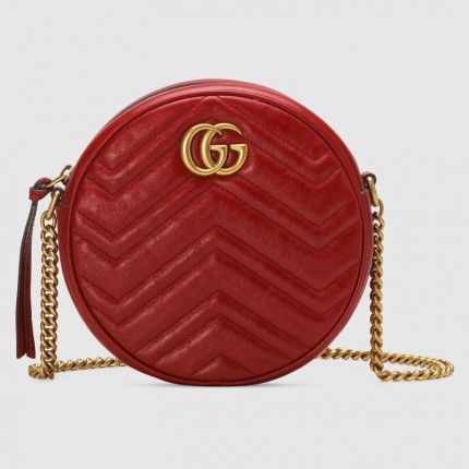 Gucci GG Marmont mini round shoulder bag red 550154