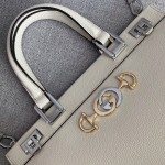 Gucci Zumi grainy leather medium top handle bag in White